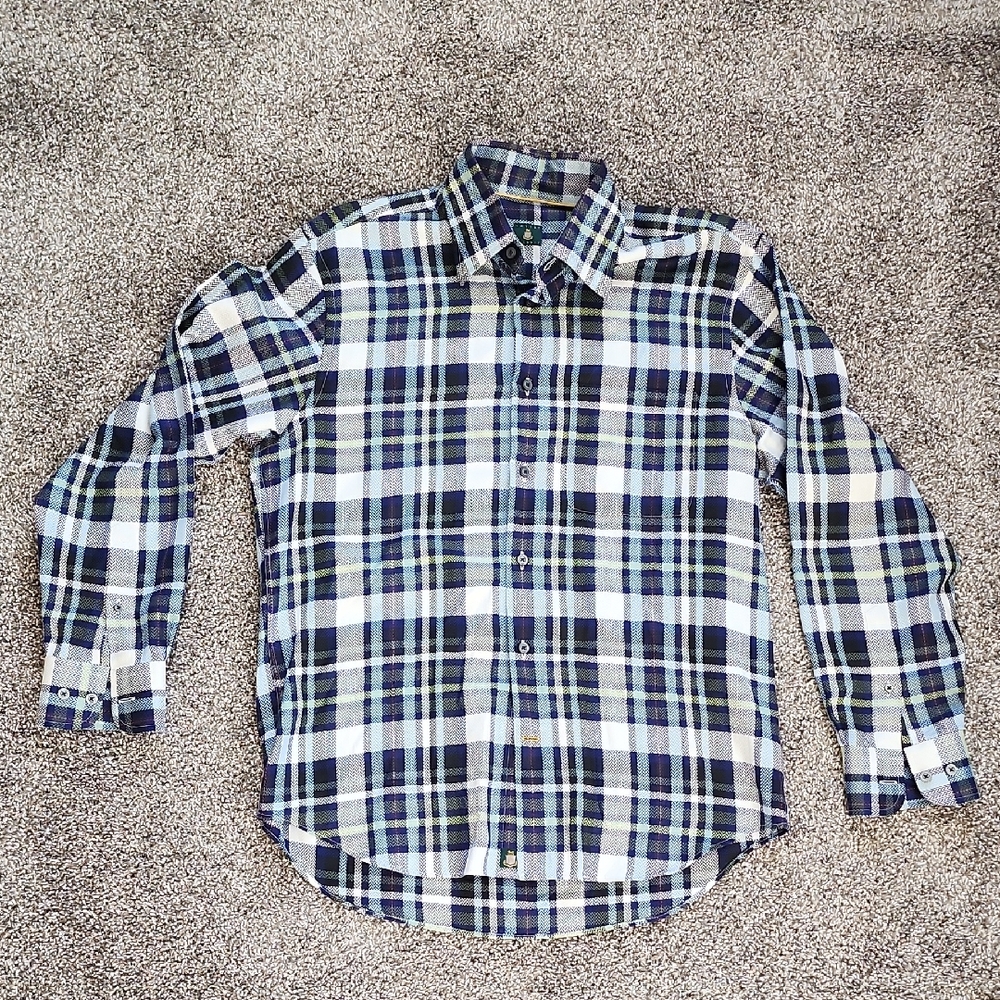 Robert Talbott Jaquard Men's Blue Plaid Shirt